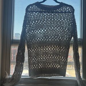 Brunello Cucinelli Charcoal Open-Knit Sweater